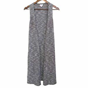 LulaRoe Women's Side Slit Marled Gray Knit Joy Long Line Duster Vest Size XS